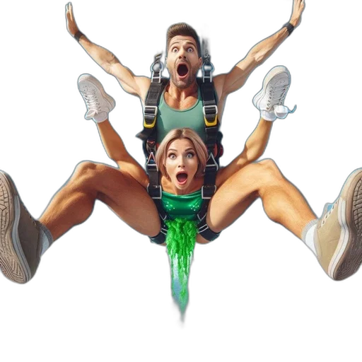 concept art, 3d render, two, skydiving, individuals, man, woman, free transparent PNG cut-out