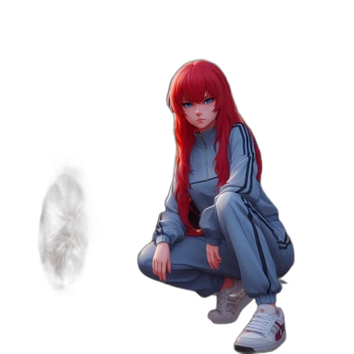 hair, creature, jacket, dress, concept art, anime, 3d render, pixel art transparent PNG cut-out