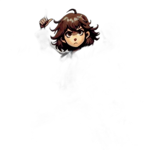 staff, hair, creature, face, pixel art, concept art, anime, watercolor transparent PNG cut-out
