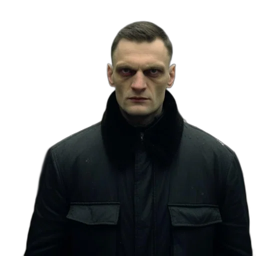 jacket, face, mask, creature, concept art, cyberpunk, photorealistic, 3d render transparent PNG cut-out