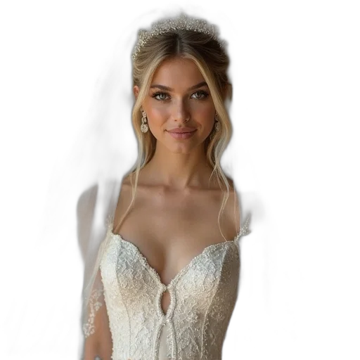 dress, jewelry, crown, face transparent PNG cut-out