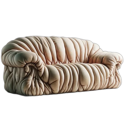 furniture, jacket, crown, hair, 3d render, earth tones, unconventional, sofa transparent PNG cut-out