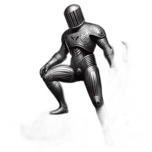 robot, sword, weapon, mask, concept art, 3d render, fantasy art, comic book art transparent PNG cut-out