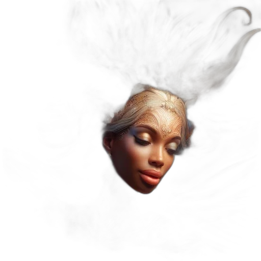 face, hair, crown, creature, photorealistic, concept art, fantasy art, 3d render transparent PNG cut-out