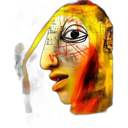 face, mask, robot, creature, photorealistic, concept art, watercolor, 3d render transparent PNG cut-out