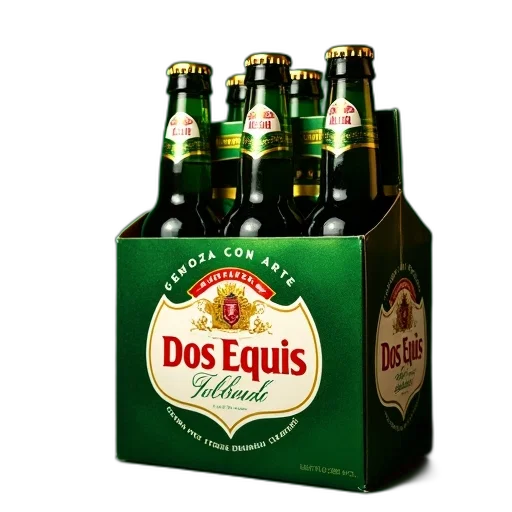 bottle, 3d render, six-pack, dos, equis, beer, green, label transparent PNG cut-out