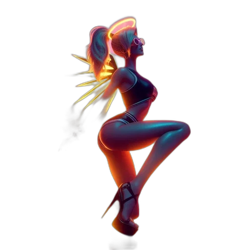 concept art, pixel art, fantasy art, 3d render, neon lights, fire, neon, colorful transparent PNG cut-out