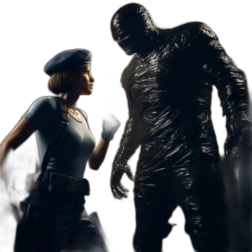 concept art, comic book art, 3d render, dimly, lit, room, female, character transparent PNG cut-out