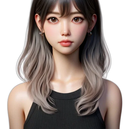 face, robot, hair, mask, photorealistic, 3d render, fantasy art, anime transparent PNG cut-out