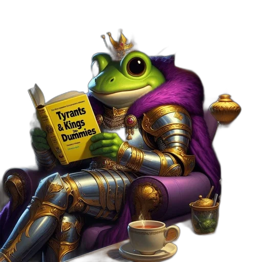 dragon, robot, crown, fantasy art, concept art, frog, regal, attire transparent PNG cut-out
