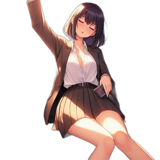 dress, staff, jacket, umbrella, anime, concept art, pixel art, cartoon transparent PNG cut-out