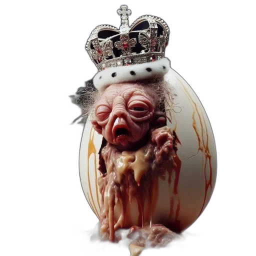 crown, food, creature, photorealistic, concept art, 3d render, egg, cracks transparent PNG cut-out