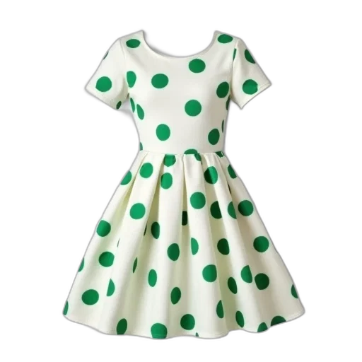 dress, green, white, polka, dots, displayed, background, has transparent PNG cut-out