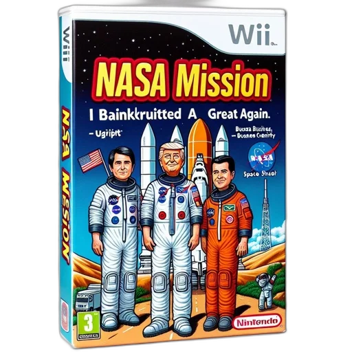 concept art, pixel art, 3d render, outer space, satirical, video, game, cover transparent PNG cut-out