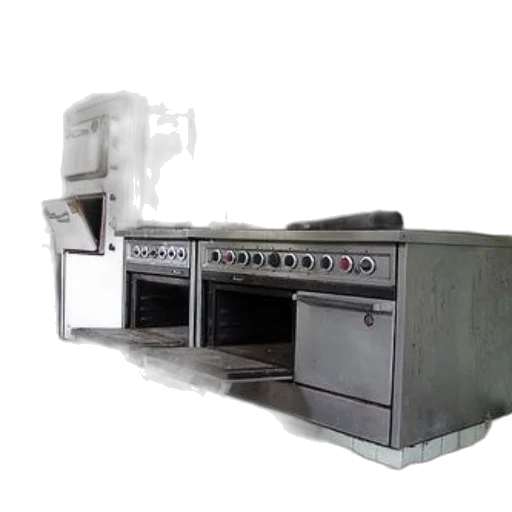food, furniture, robot, weapon, 3d render, abandoned, kitchen, old transparent PNG cut-out