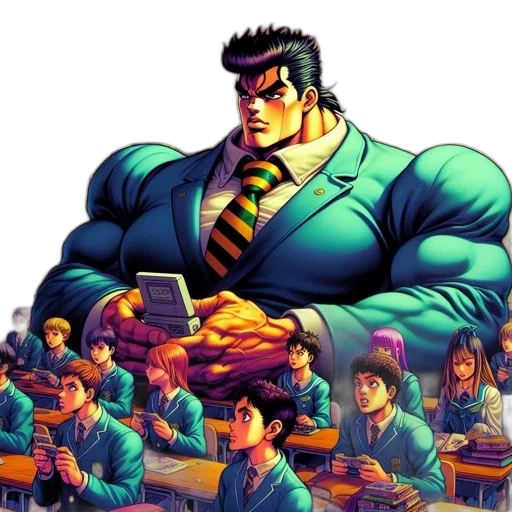 jacket, food, comic book art, concept art, pixel art, anime, large, man transparent PNG cut-out