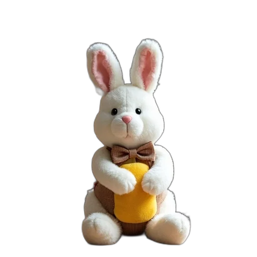 staff, 3d render, photorealistic, plush, toy, rabbit, bow, tie transparent PNG cut-out