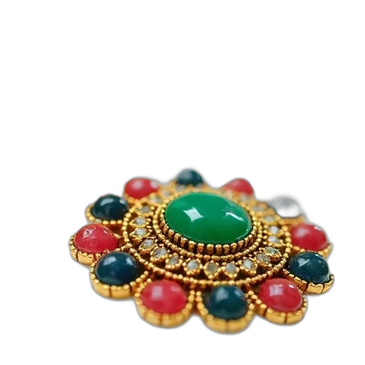 jewelry, crown, 3d render, close-up, image, gold, green, beaded transparent PNG cut-out