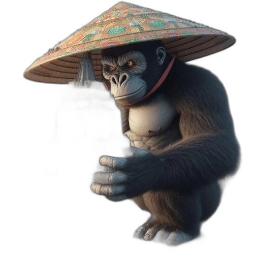 hat, umbrella, mask, staff, photorealistic, concept art, 3d render, fantasy art transparent PNG cut-out