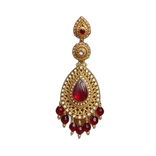 jewelry, crown, gold, tone, stone, kund, earring transparent PNG cut-out