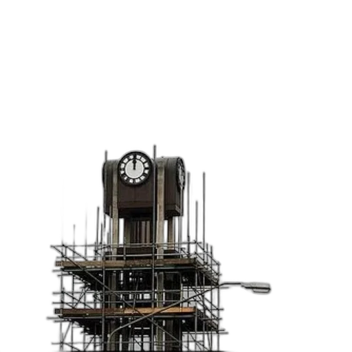 building, robot, staff, bottle, 3d render, concept art, clock, tower transparent PNG cut-out
