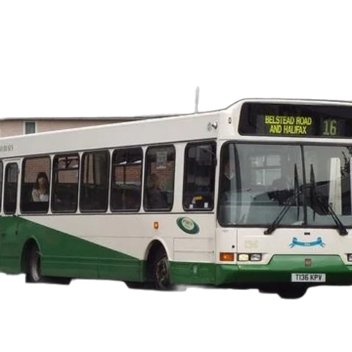 staff, photorealistic, 3d render, green, white, bus, route, number transparent PNG cut-out