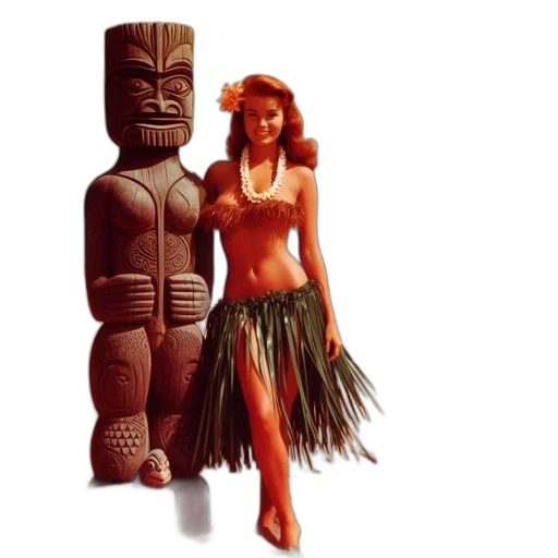 concept art, underwater, woman, wearing, traditional, hawaiian, ensemble, stands transparent PNG cut-out