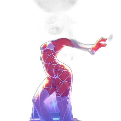 dress, robot, creature, mask, concept art, 3d render, comic book art, vaporwave transparent PNG cut-out