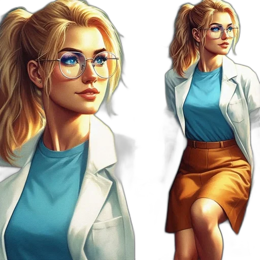 jacket, concept art, comic book art, cartoon, pixel art, blue, pastel, woman transparent PNG cut-out
