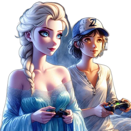 fantasy art, concept art, pixel art, comic book art, snow, fire, blue, two transparent PNG cut-out