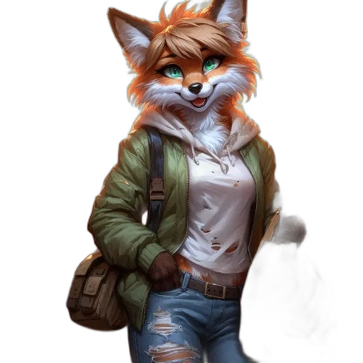 jacket, staff, animal, mask, concept art, fantasy art, pixel art, watercolor transparent PNG cut-out