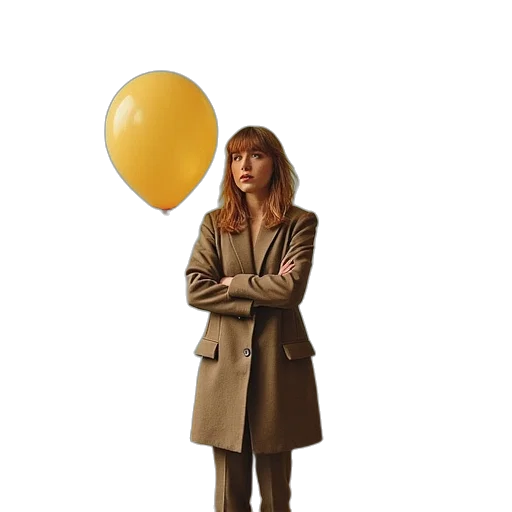 jacket, umbrella, staff, photorealistic transparent PNG cut-out