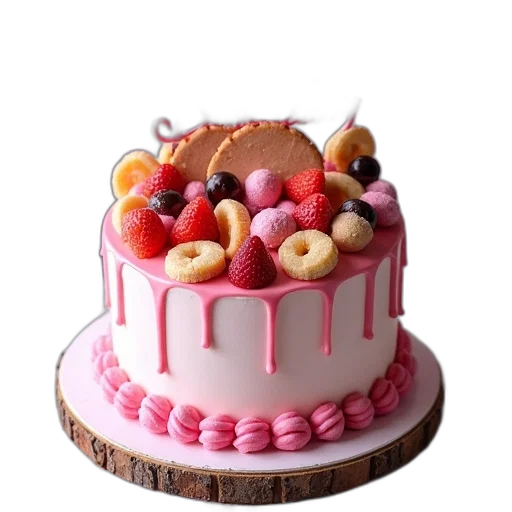 food, crown, 3d render, photorealistic, pastel, colorful, pink, white transparent PNG cut-out