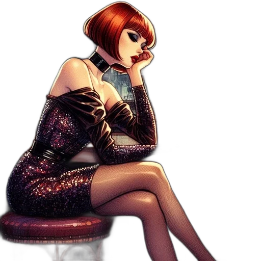 dress, jacket, concept art, comic book art, cyberpunk, fantasy art, neon lights, dark transparent PNG cut-out