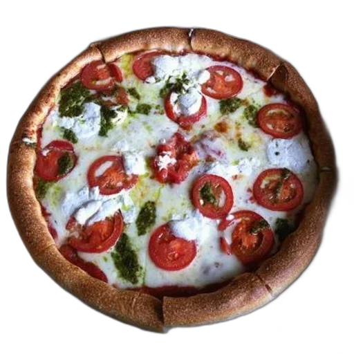 food, face, 3d render, photorealistic, delicious-looking, pizza, tomatoes, cheese transparent PNG cut-out