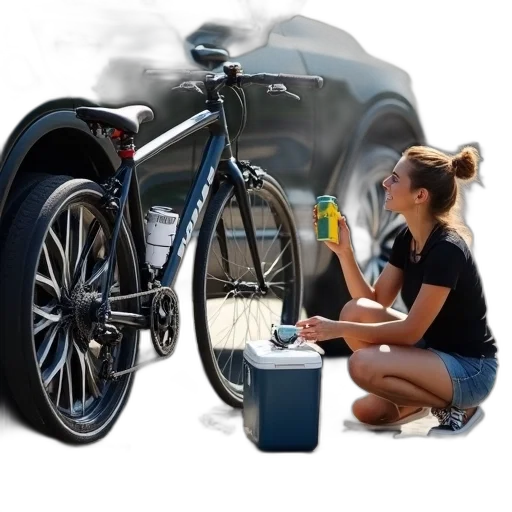 car, photorealistic, 3d render, concept art, oil painting, woman, kneeling, ground transparent PNG cut-out
