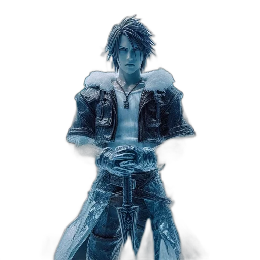 jacket, sword, weapon, concept art, fantasy art, photorealistic, comic book art, blue transparent PNG cut-out