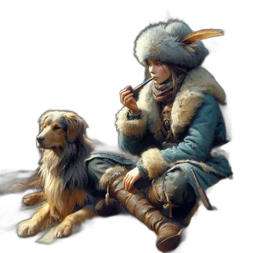 staff, animal, hat, weapon, concept art, oil painting, fantasy art, photorealistic transparent PNG cut-out