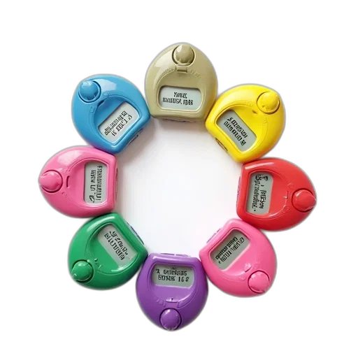 jewelry, neon, colorful, pastel, collection, pedometers, displayed, white transparent PNG cut-out