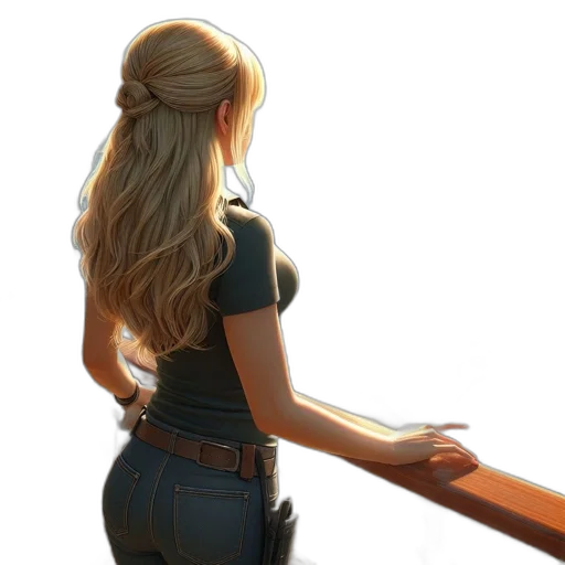 staff, dress, weapon, hair, concept art, fantasy art, photorealistic, anime transparent PNG cut-out