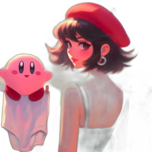 hat, dress, creature, mask, concept art, watercolor, pixel art, vaporwave transparent PNG cut-out