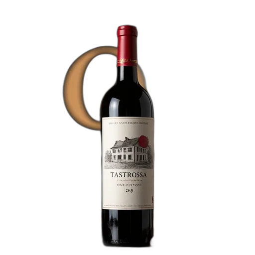 bottle, 3d render, red, wine, label, featuring, house, word transparent PNG cut-out