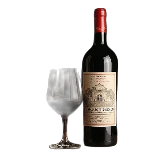 bottle, 3d render, chateau, rothschild transparent PNG cut-out