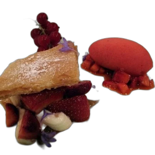 food, plate, dessert, strawberries, pastry, scoop, ice, cream transparent PNG cut-out