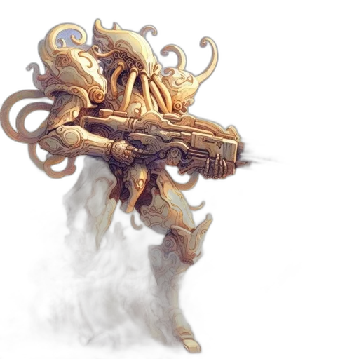 creature, weapon, staff, concept art, fantasy art, 3d render, armored, sea transparent PNG cut-out