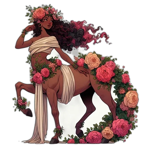 dress, crown, flower, fantasy art, concept art, watercolor, pixel art, earth tones transparent PNG cut-out