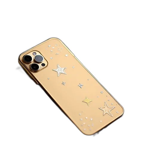 jewelry, staff, 3d render, gold-colored, smartphone, star, pattern, back transparent PNG cut-out
