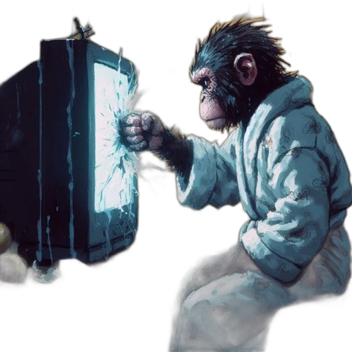 robot, creature, animal, concept art, cyberpunk, comic book art, photorealistic, chimpanzee transparent PNG cut-out