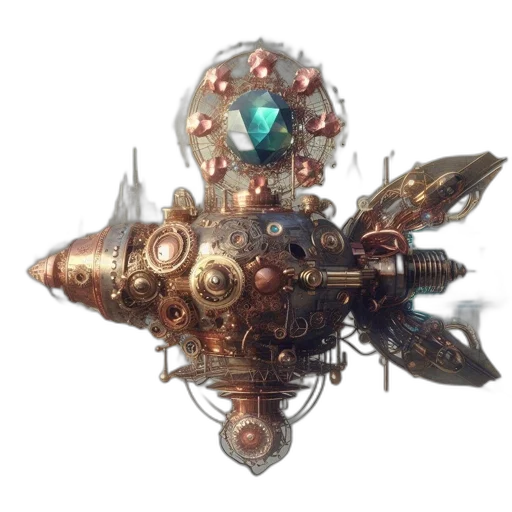 weapon, robot, staff, sword, concept art, fantasy art, 3d render, complex transparent PNG cut-out