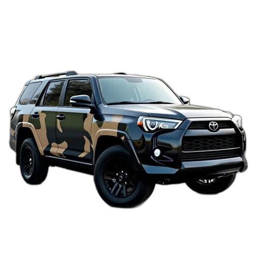 car, 3d render, black, suv, camouflage, pattern, side, parked transparent PNG cut-out